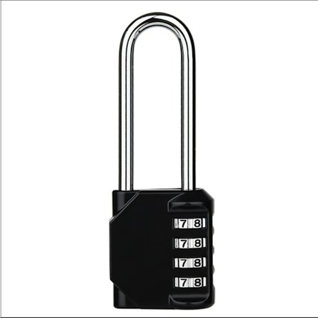 4-siffrig kombinationslås med långt bygelhänglås utomhus