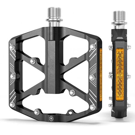 (Sort) Aluminium cykelpedaler med reflekser, a-legering