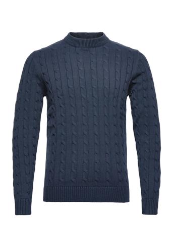 Slhryan Structure Crew Neck W Neulepaita Pyöreä Kaula-aukko Sininen Selected Homme
