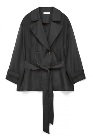 Pelin x NA-KD - Bluse i organza med beltedetaljer - Bluser - Svart - EU 34