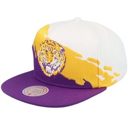 Mitchell & Ness - College Lilla snapback Caps - Louisiana State Tigers Paintbrush White/Purple Snapback @ Hatstore