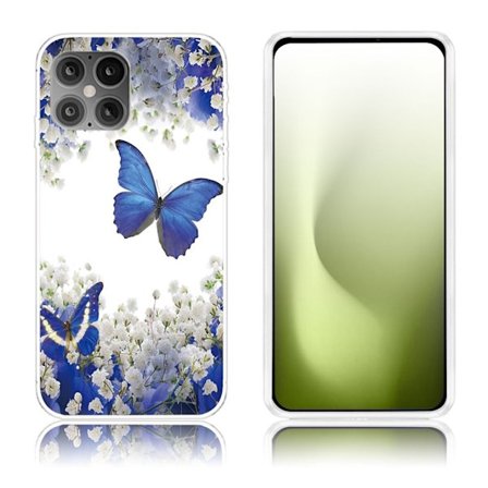 Butterfly läder iPhone 12 Pro / iPhone 12 fodral - Blå