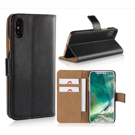 Iphone Xs Läder Plånboksfodral - Svart Svart