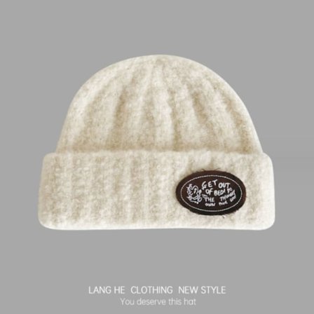 Letter Stick Hat Korva Lämmin Hat BEIGE