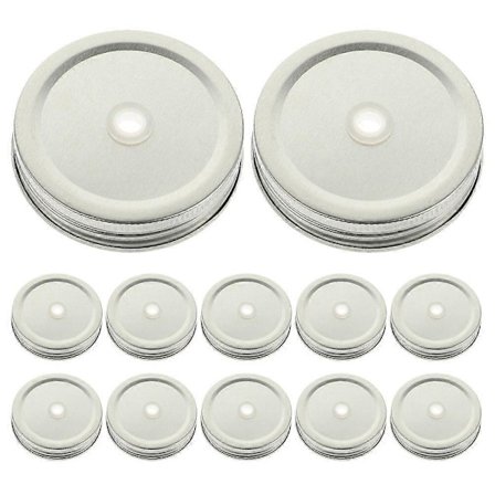 12 stk. Mason Jar Lokk i Jern med Hull for Sugerør, Mason Kopp Lokk for Hjemmebutikk