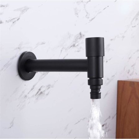 Veggmontert kran i rustfritt stål for baderomsvask, vaskemaskin, kaldtvannskran, matt sort