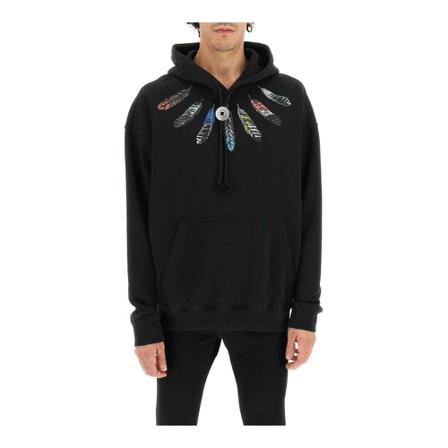 Marcelo Burlon Stickat svart, Herr Hood tröjor, Herr, Storlek: S