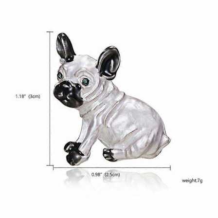 Fashion Katt Hund Valp Kristall Brosch Nål Djur Charm Party Smycken Kvinnor Gåva (Vit Bulldog)