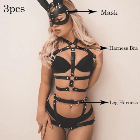 Sexy Full Body BDSM Dame Sele Sett Bondage Sele BH Strømpeholdere Strømpebånd Lårsele Strømpebånd Sverd Belte Sex