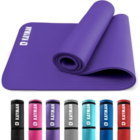 Yogamatta – Multifunktionell Extra Tjock Skumträningsmatta – Idealisk Golvmatta för Pilates, Stretching, Styrketräning & Terapi – 183 x 60 cm (Lila)