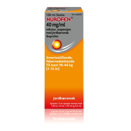 Nurofen 40 mg/ml mikstur, suspensjon jordbærsmak 100 ml