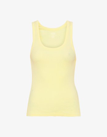Women Organic Rib Tank Top - Soft Yellow - XL
