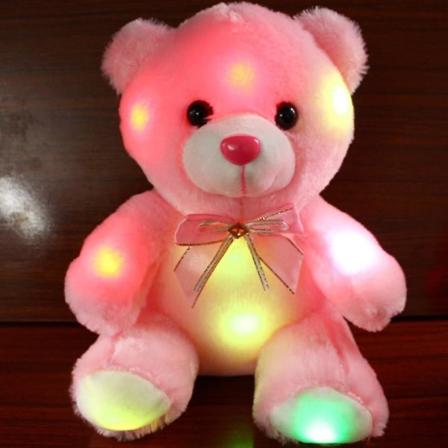 Fargerik Led Glødende Liten Bjørn Utstoppet Dukke Nattlys Dyr Plysj Leker For Barn Plysj Bjørn Leker For Gutter Og Jenter 3-6 år Pink
