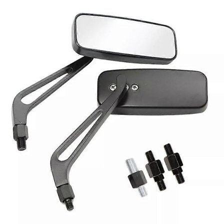 Motorcykelstyr Bakspejle Rektangel Sort Firkant Røg Blåt Glas 8mm/10mm Universal Sidespejl Mobike Tilbehør