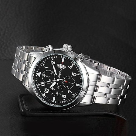 Swidu Enkelt Kalender Armbåndsur Mænds Kvarts Forretning