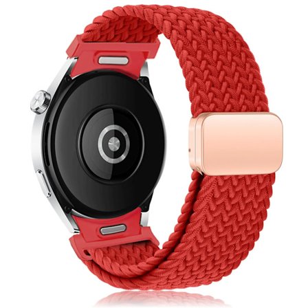 Flätat armband för Samsung Galaxy Watch 6 4 classic/5 Pro 45mm 47mm 43mm 44mm 40mm Magnetiskt armband utan mellanrum Galaxy Watch 6 band rött