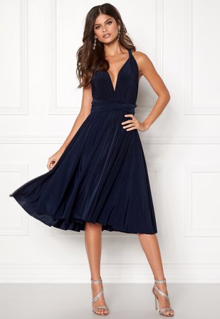 Goddiva Multi Tie Midi Dress Navy Klær