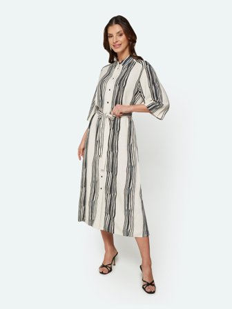 B. COPENHAGEN - Kjole med bindebånd - Sand mix