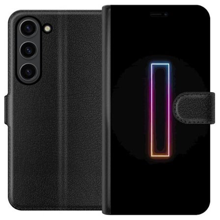 Kompatibelt Lommeboketui til Samsung Samsung Galaxy S24+ Minimalistisk neonbokstav I i regnbuefarger mot mørk bakgrunn