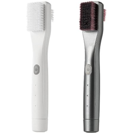 Elektrisk skopussebørste med 3 hastigheter - Oppladbart skopussett med hvite rengjørings- og svarte poleringshoder