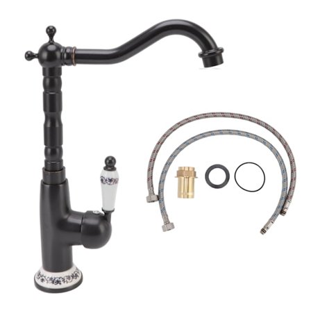 Antik vandhane i retro-stil med porcelænsventil Lang tud Robust messing roterbar antik blander til badeværelse/køkken