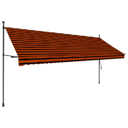 Vidaxl Markis Manuellt Infällbar Med Led 400 Cm Orange Och Brun Multifärg