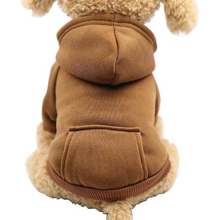 Vinterhund Hoodie Tröja med Fickor Varma Hundkläder för Små Hundar Chihuahua Kläder Valp Katt Kostym (small, Kaffe)