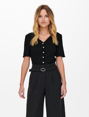 ONLY Onllaila S/S Button Top Jrs - Black - XS