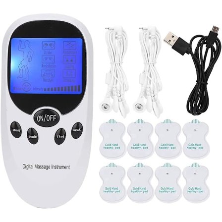 Dual Channel Tens Unit Muskelstimulator Til Smertelindring Med 6 Massagetilstande Og 8 Padskift