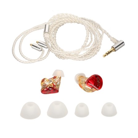 Trådbundna monitor-hörlurar med skarp diskant, kraftfull bas, ren koppargrafen-enhet, monitor-hörlurar med avtagbar MMCX-kabel, rödvit kabel