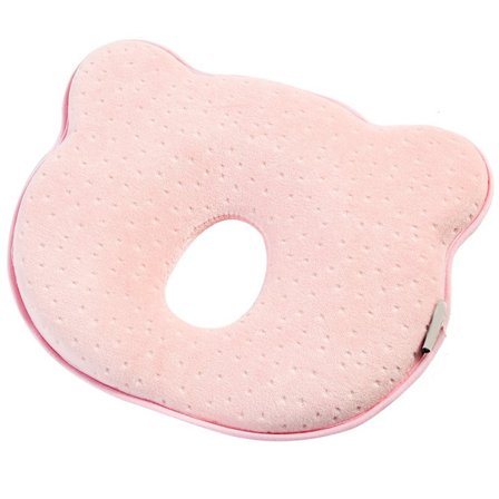 Baby mot platt huvuddeformation Platt huvudform Memory Foam kudde Liten baby för baby (rosa)