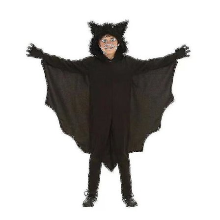 Lepakkohuppari-asu käsineillä Anime Vampire Black Bat Suit Kids Unisex Halloween -asu