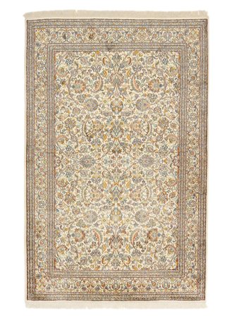 Tappeto Orientale Kashmir Puri Di Seta 121X190 Beige/Marrone (Seta, India)