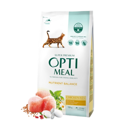 Optimeal - Complete dry pet food for adult cats- chicken, 1,5 kg - Katt - Kattefôr & kattemat - Tørrfôr for katt - ZOO.no