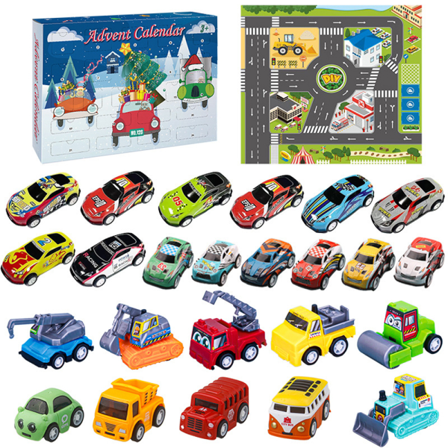 Julkalender 2023 för Barn, 24-dels Kalender Bil Leksak