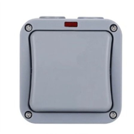 Vægkontakt IP66 220V Vandtæt Lys Sikkerhedsknap Tænd/Sluk med Natfiksering i Pc Strømforsyning(A)