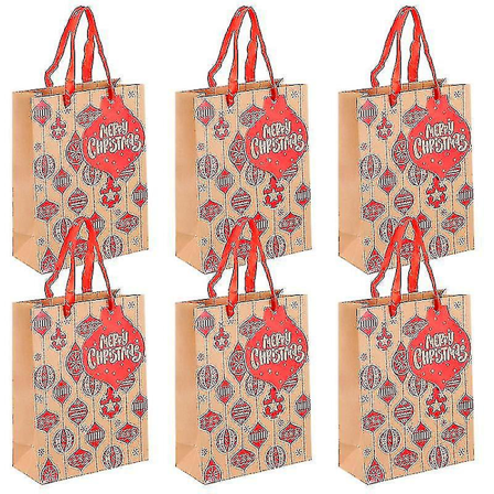 23,5x17,5cm Røde Gaveposer 6stk Julegavepose Høytidspapirgavepose Julegodteposer Fest