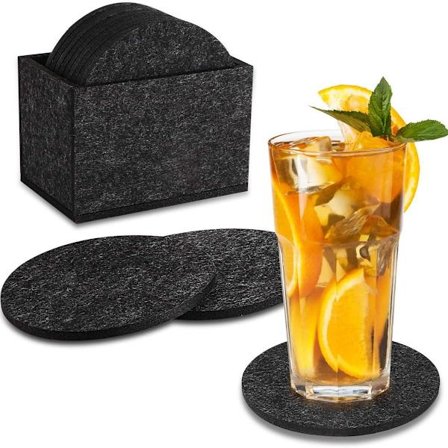 Zorara underlagsfilt, sett med 12 glassunderlag, glassunderlag med KLB