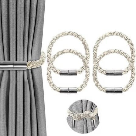 Gardinbindere med spænde, 2/4-pak, No-Drill, magnetisk gardinbinder