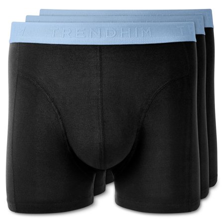 M - FlexFeel | Lot de 3 boxers noirs en coton avec ceinture élastique bleu ciel pour hommes