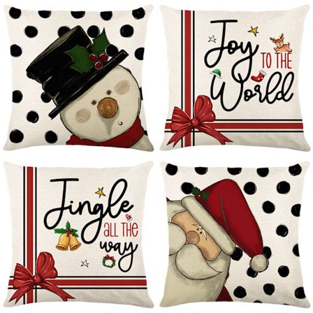 4 st 45x45cm Kuddfodral Jul Dekorativa Soffa Kudde
