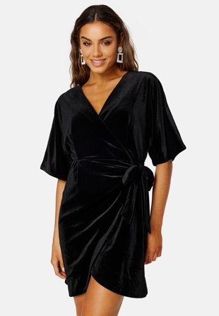 YAS - Velvo Velvet 2/4 Dress - Black - Kläder - - Bubbleroom