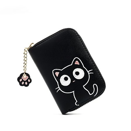 Sööt Naisten Luottokorttikotelo, Pieni Nahkainen Vetoketjullinen RFID-Korttikotelo