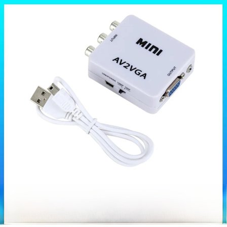 AV til VGA-adapter med 3,5 mm lydkontakt og USB-kabel, Mini RCA til VGA-konverter for projektor PC TV DVD
