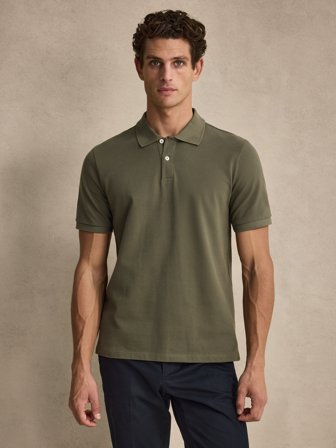 John Henric Men's Grünes Jersey-Poloshirt Baumwolle Size L