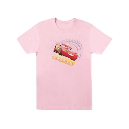 Cars Flickor Blixten McQueen Bomulls T-Shirt 7-8 År Babyrosa