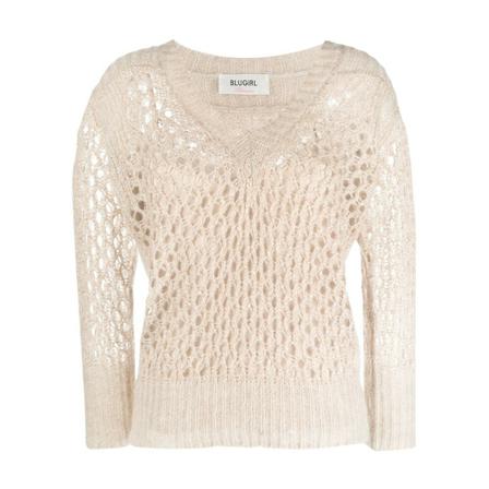 Blugirl - Stickade Tröjor & Koftor - Beige - Dam - Storlek: M, Dam, Storlek: M