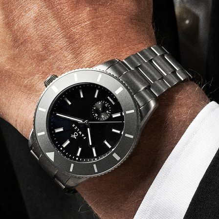 Makalu | Reloj de buceo de titanio cepillado gris para hombres - Relojes de pulsera