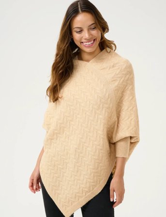 Kaffe Kavinnie Poncho - Beige - ONE SIZE