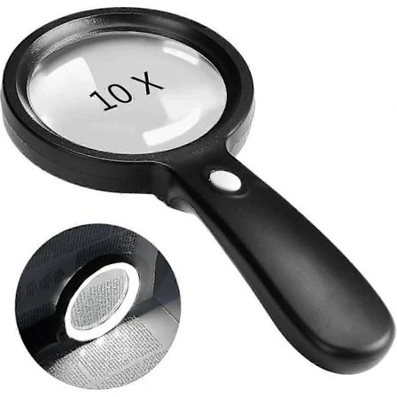 2025 Egnet lup med lys, 10X håndholdt lup 12 LED-belyst lup med lys til makuladegeneration, ældre læsning...